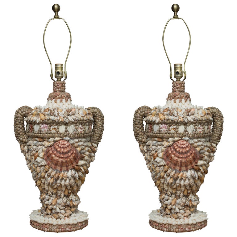 Large Shell Encrusted Table Lamps at 1stDibs
