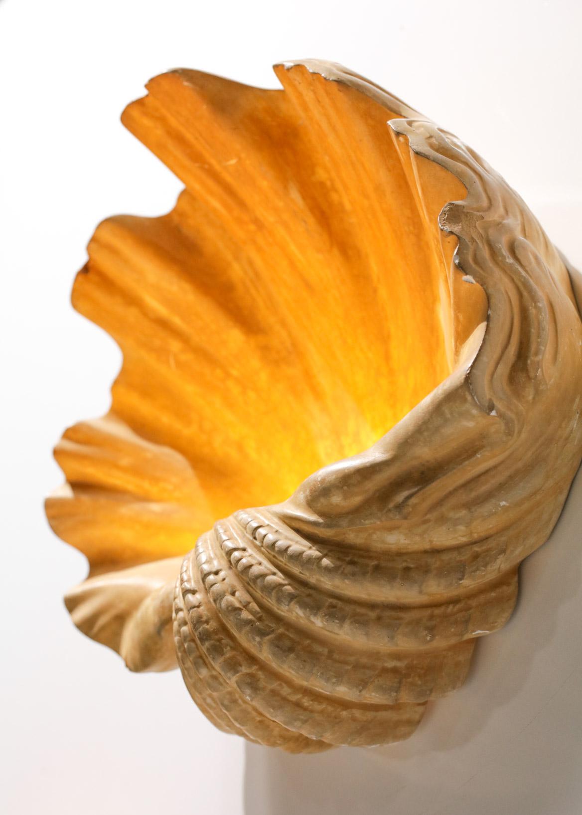 Mid-20th Century Large Pair of Shells Appliques Attributed to Serge Roche Plaster 40's Art Deco