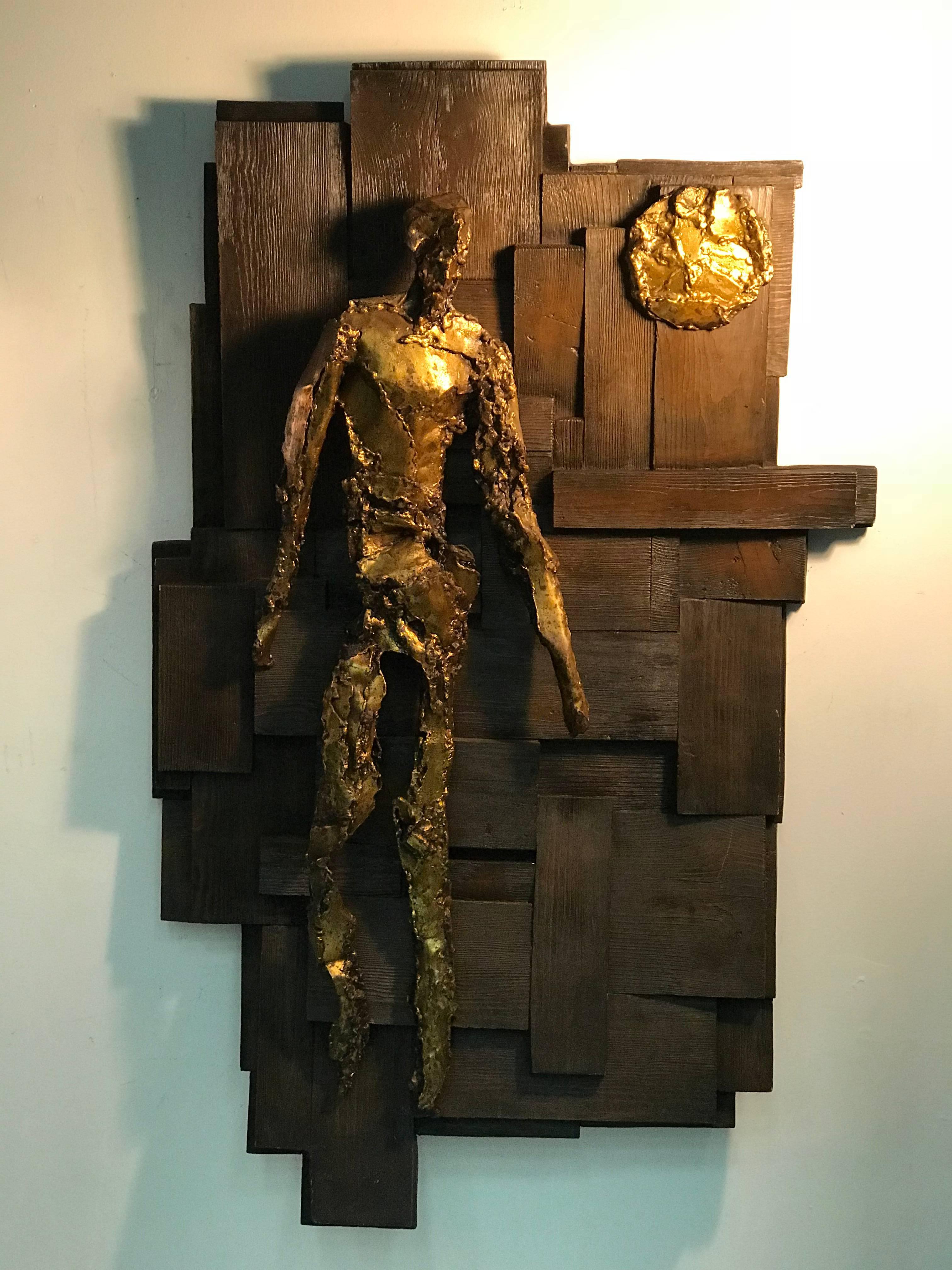 Large Pair of Signed Brutalist Resin Wall Sculptures In Excellent Condition For Sale In Allentown, PA