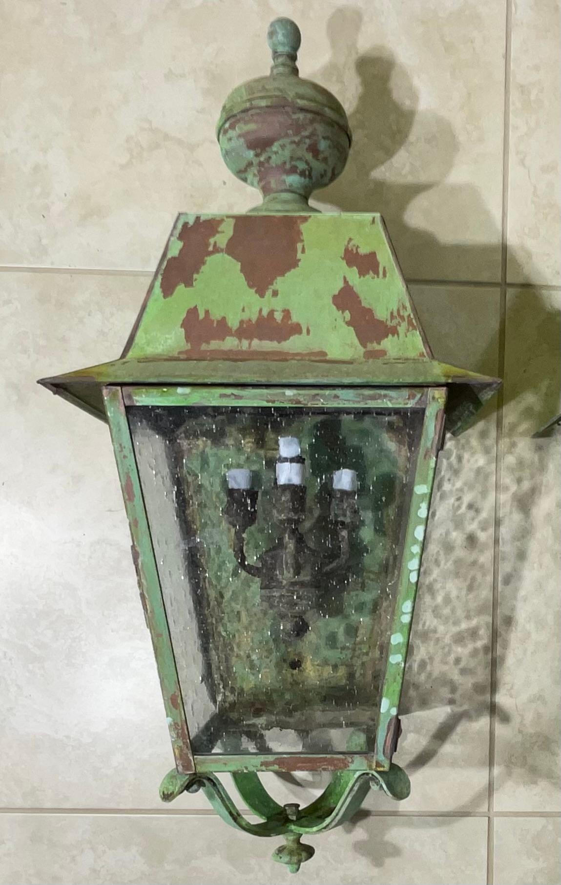 20th Century Large Pair of Solid Brass Wall Lantern For Sale