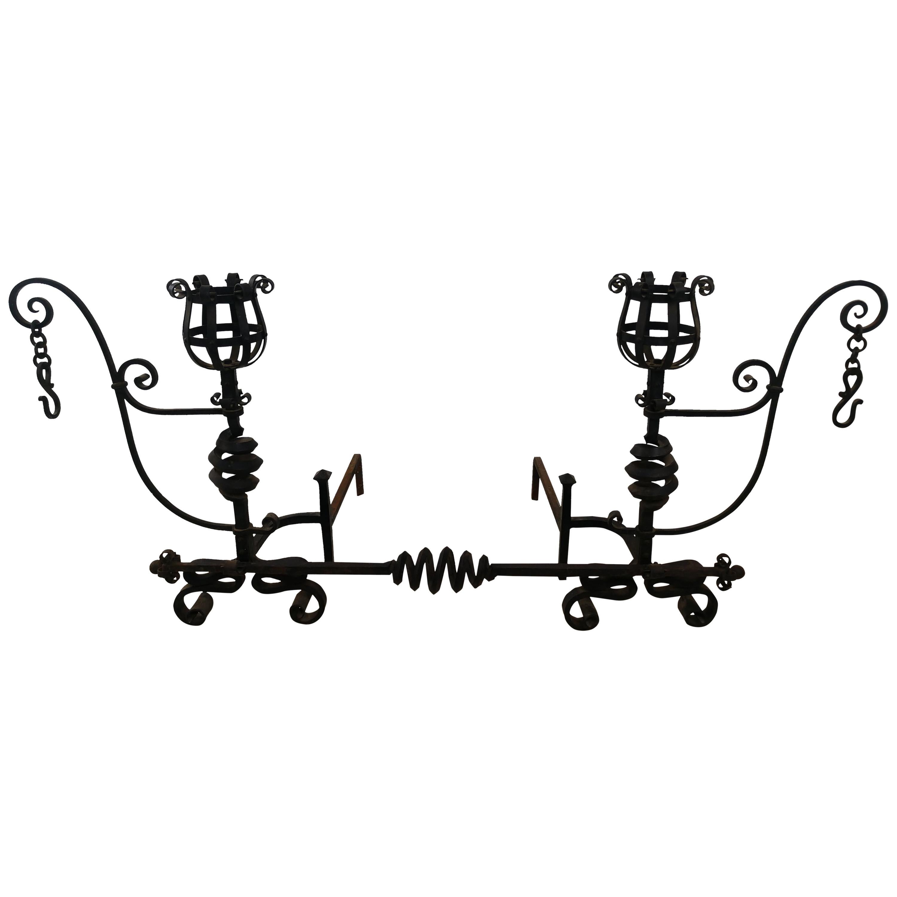 Large Pair Hand Iron Spanish Colonial Mission Arts and Crafts