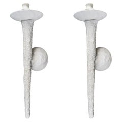 Large Pair of Stuck Torchiere Sconces by Rob Lemariey