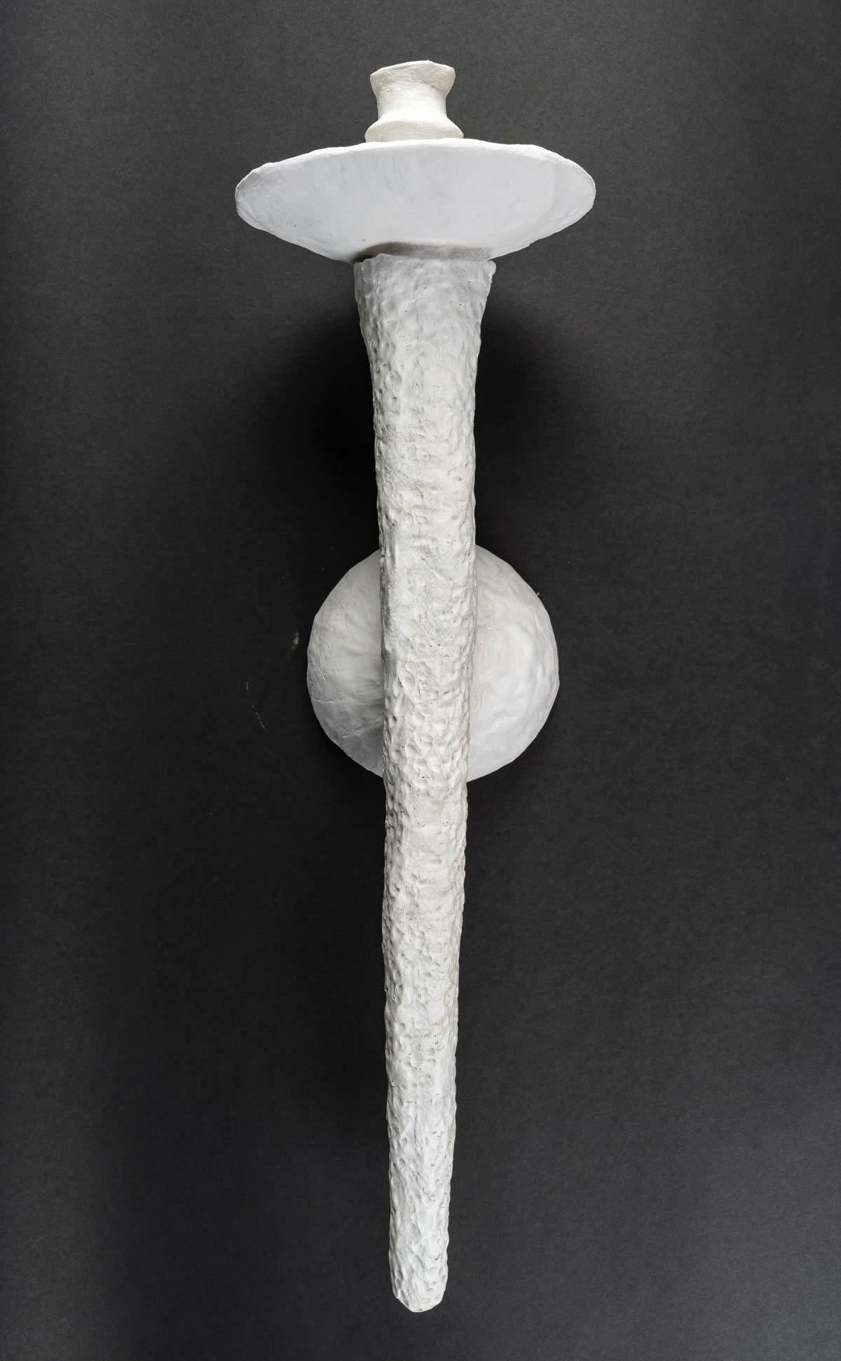 French Large Pair of Stuck Torchiere Sconces by Rob Lemariey For Sale