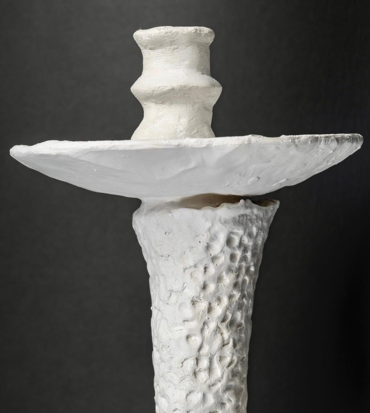 Stucco Large Pair of Stuck Torchiere Sconces by Rob Lemariey For Sale