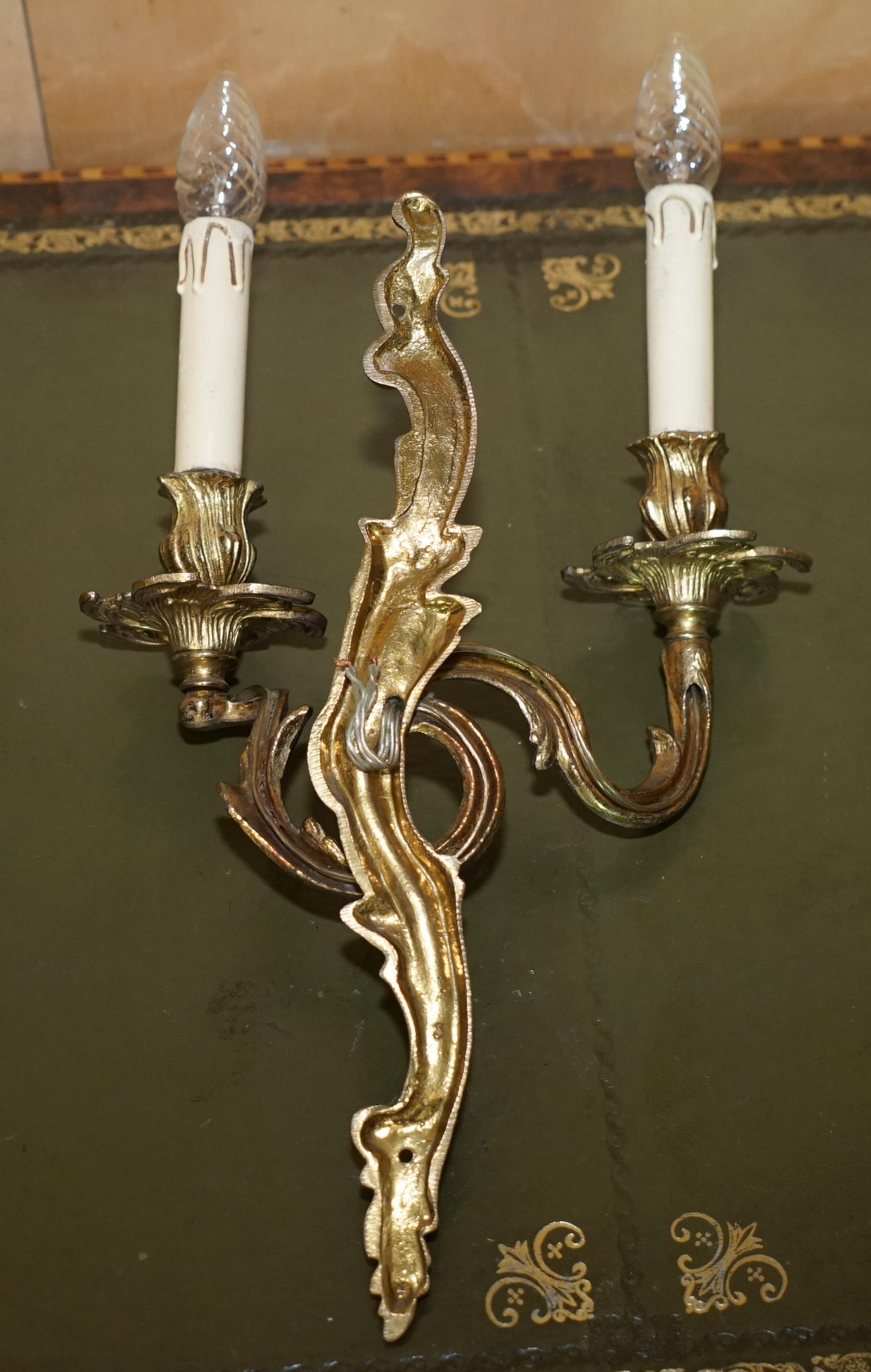 Grande paire d'étonnantes lampes à baldaquin françaises antiques des années 1920 en vente 5