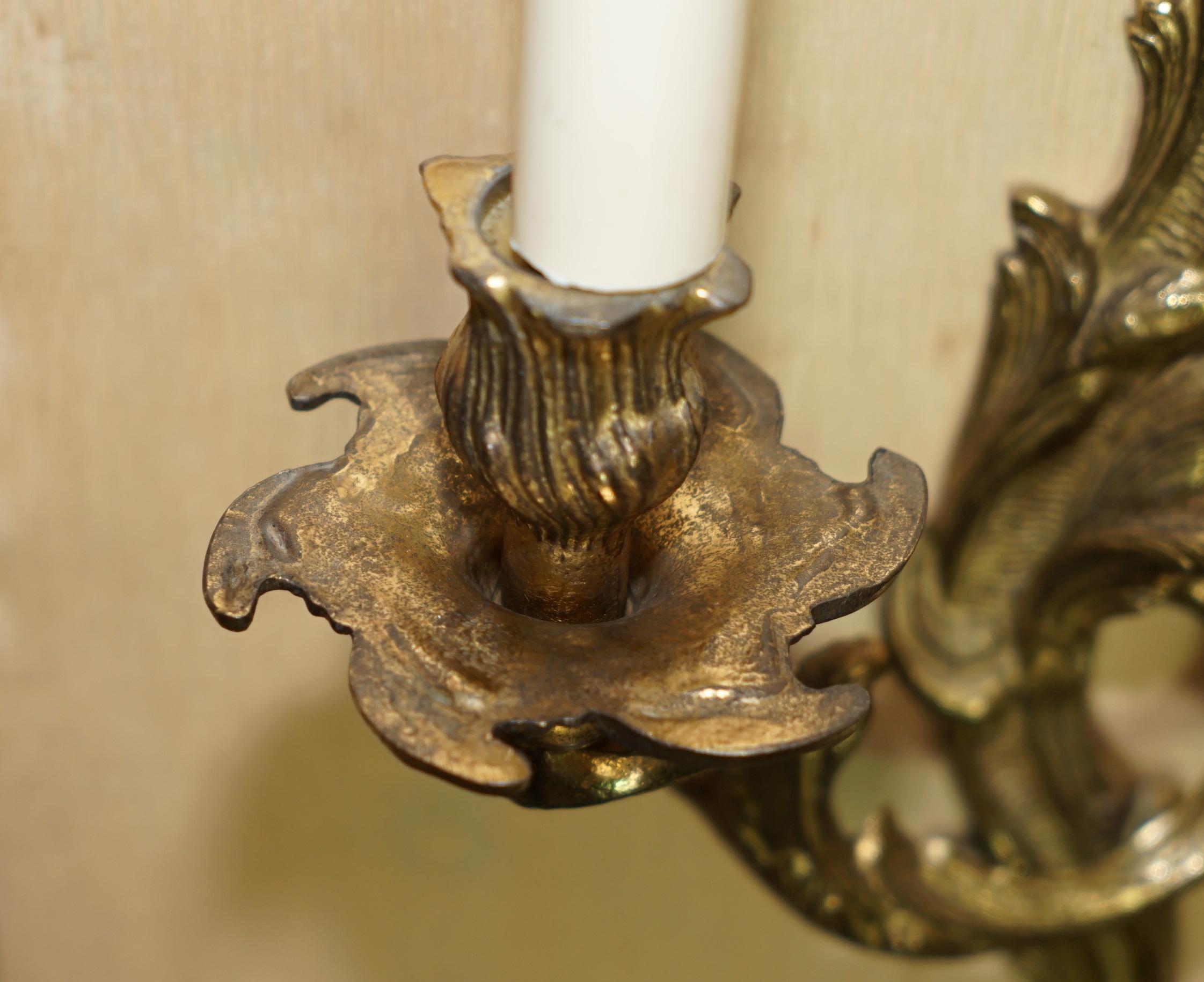 Grande paire d'étonnantes lampes à baldaquin françaises antiques des années 1920 en vente 9