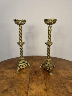 Large pair of stunning antique Victorian quality church candlesticks