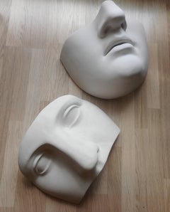 Large Pair of Surrealist Plaster Wall Lights, France, 1940