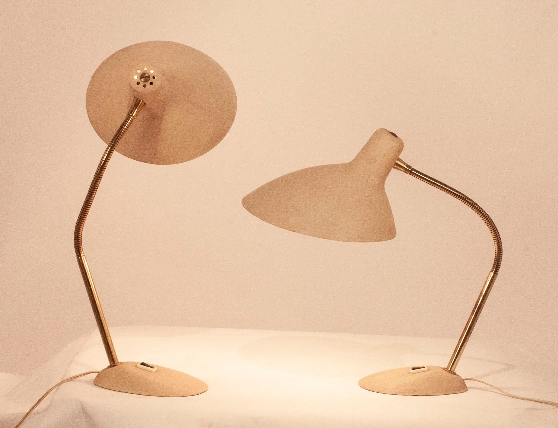 Large Pair of Table Lamps, Boris Lacroix, 1950s, France, Metal and Brass 1