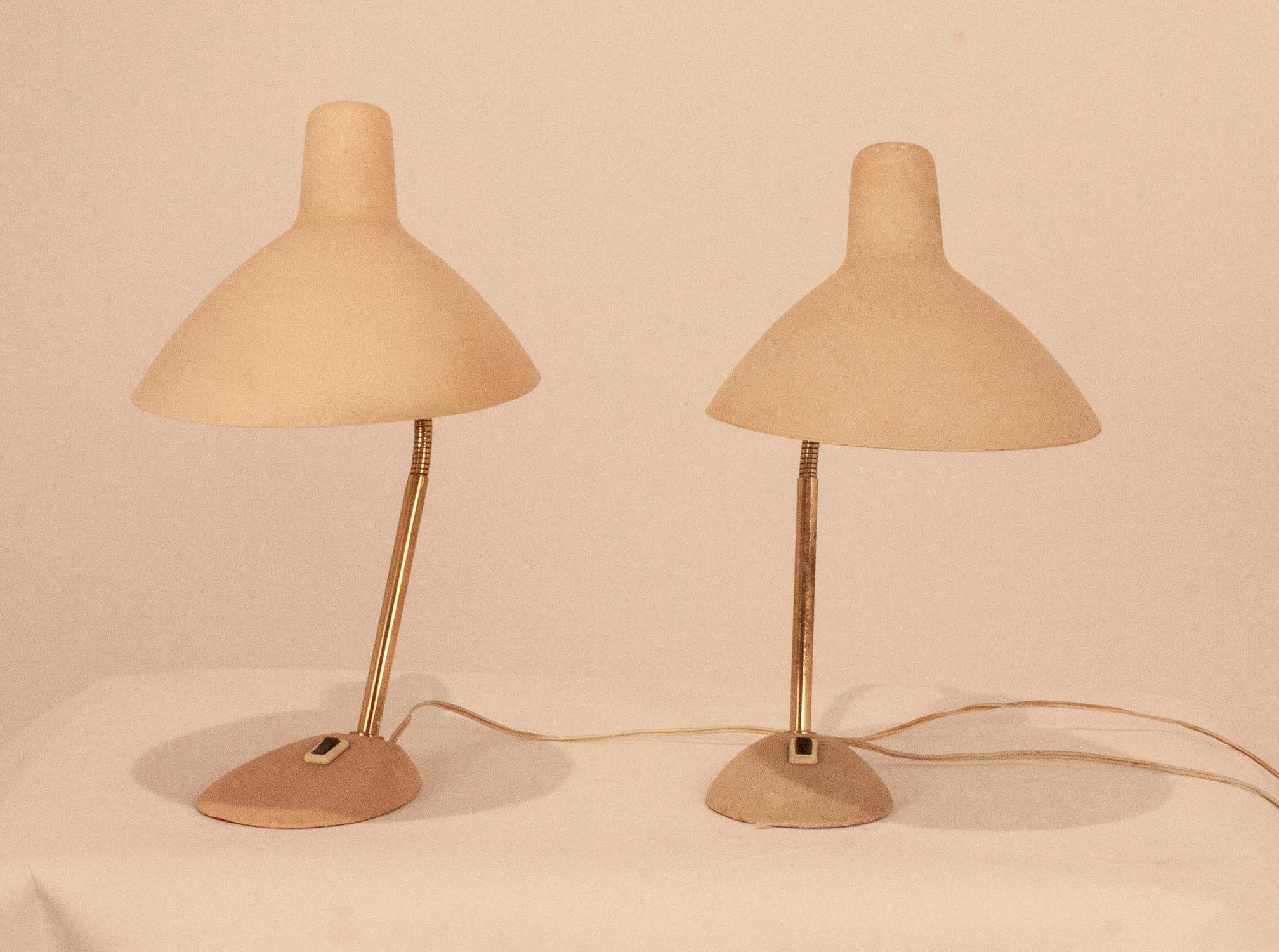 Large Pair of Table Lamps, Boris Lacroix, 1950s, France, Metal and Brass 3