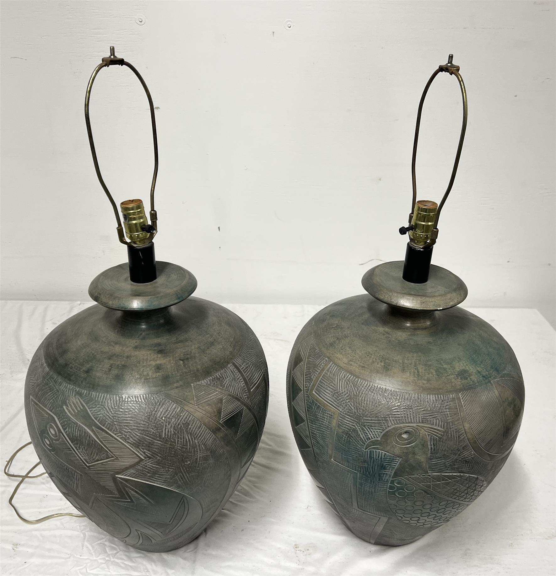 Ceramica Coppia di lampade da tavolo grandi in vendita