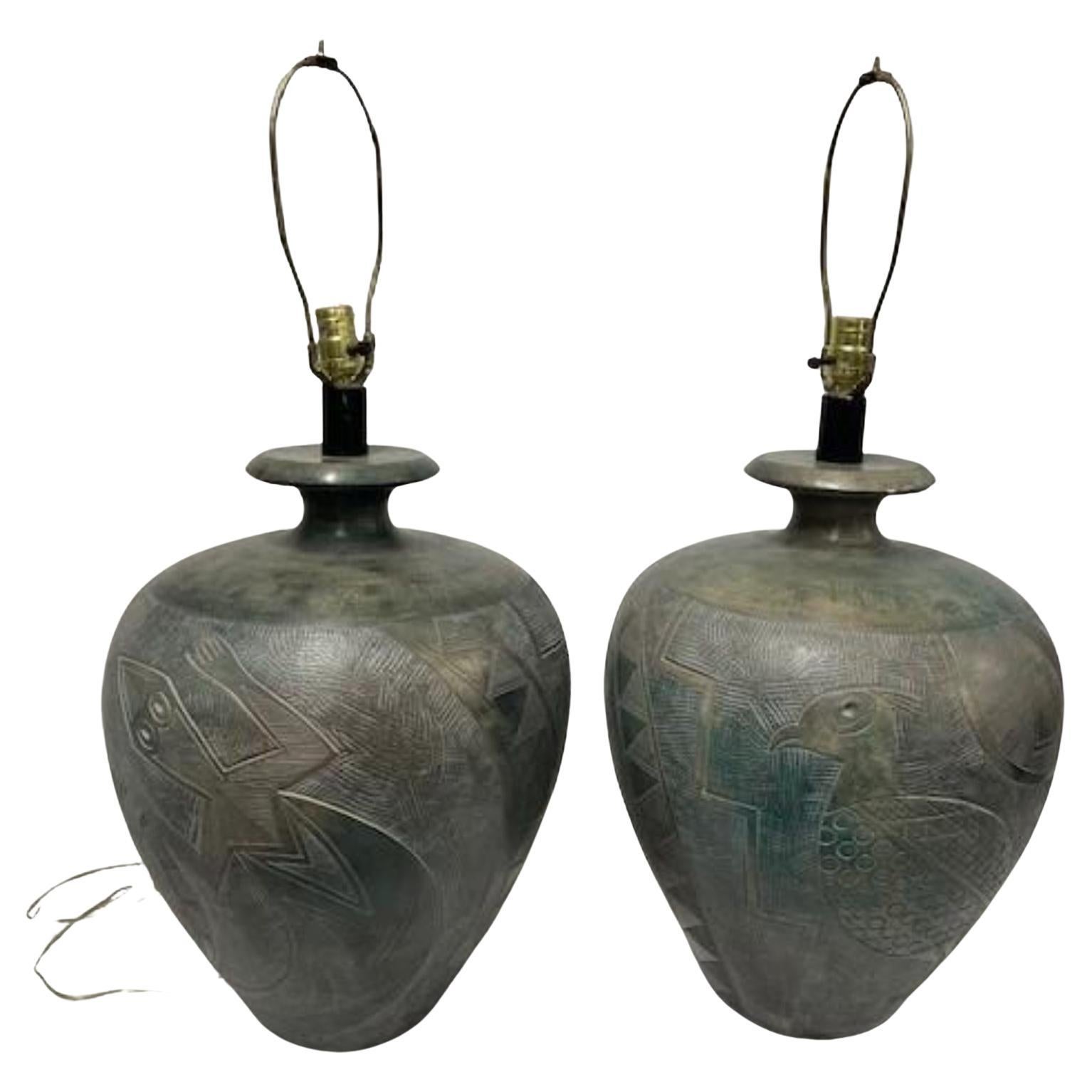 Coppia di lampade da tavolo grandi