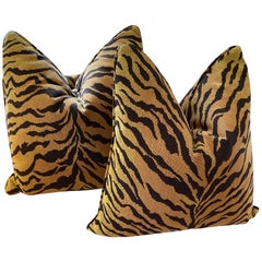 Large Pair of Tiger Print Cushions