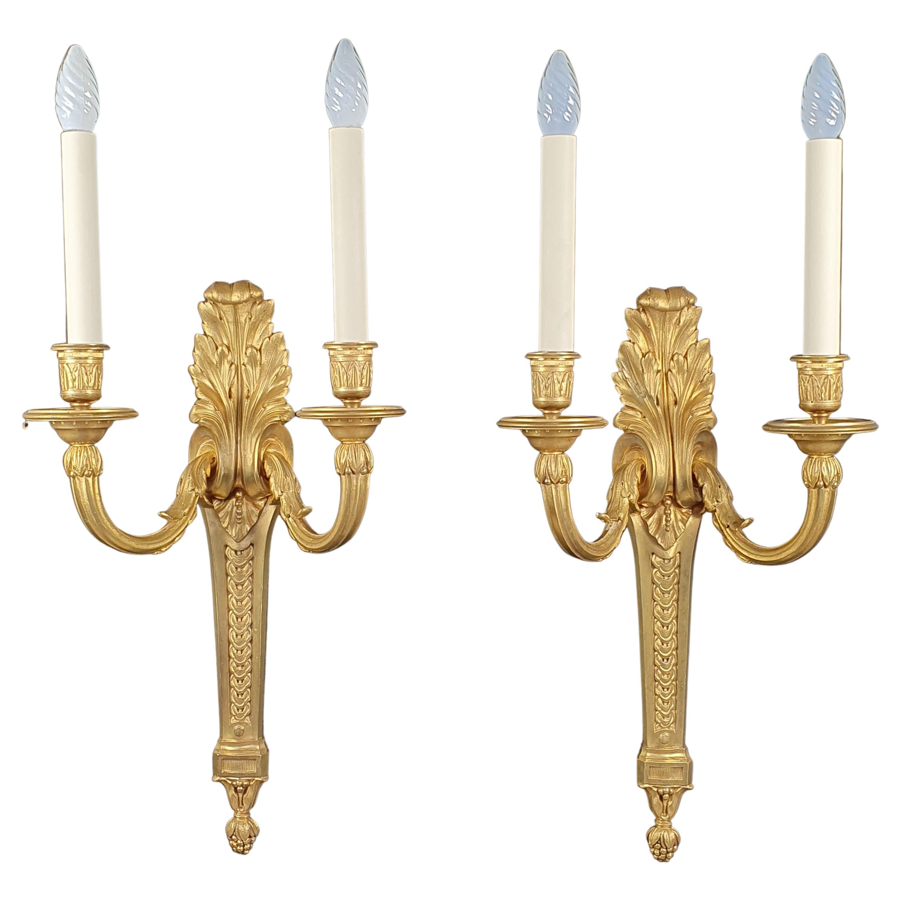 Large Pair of Transition Style Sconces 