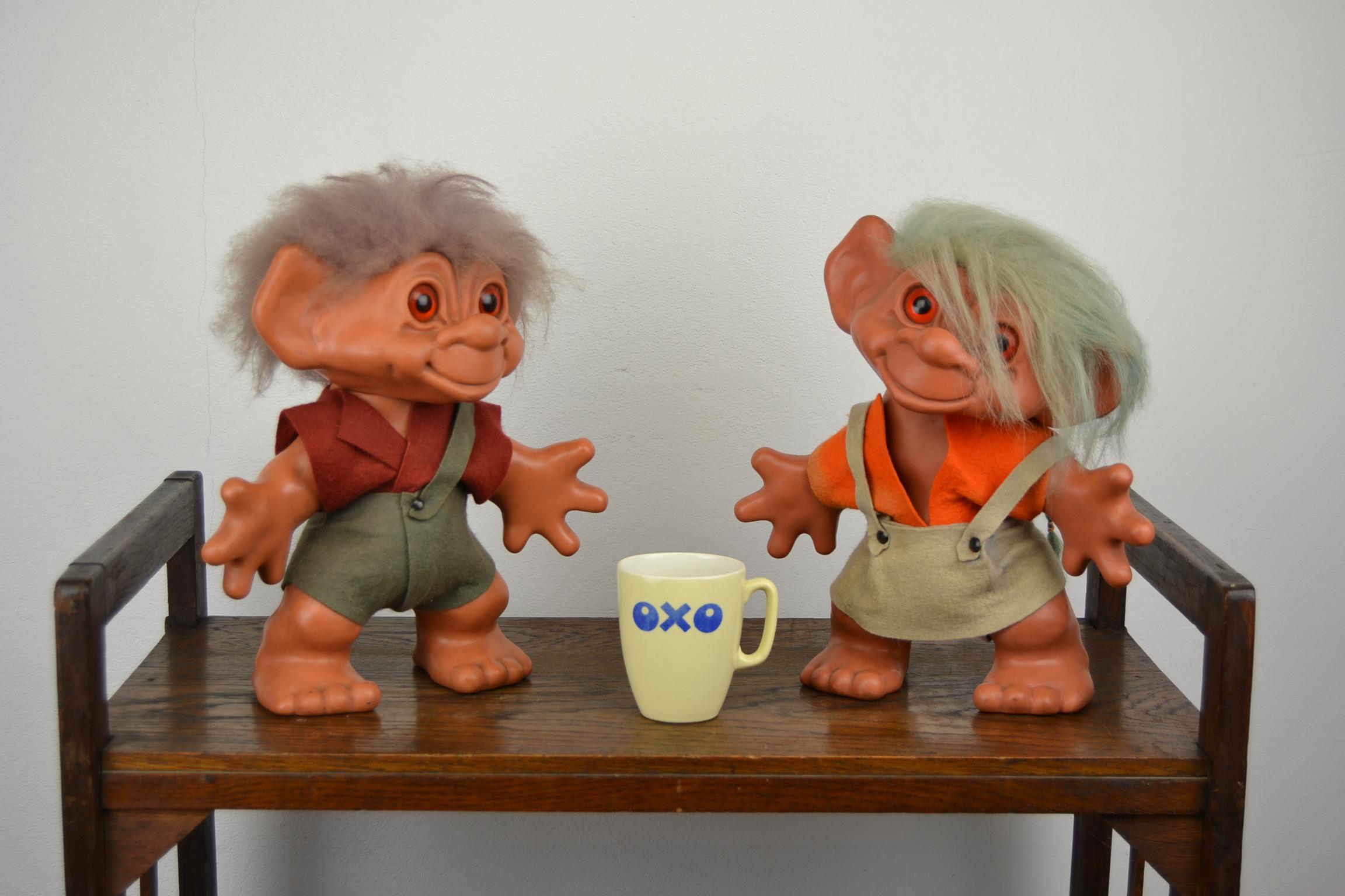 Large pair of Troll Dolls by Dam Things Establishment, 1964 3