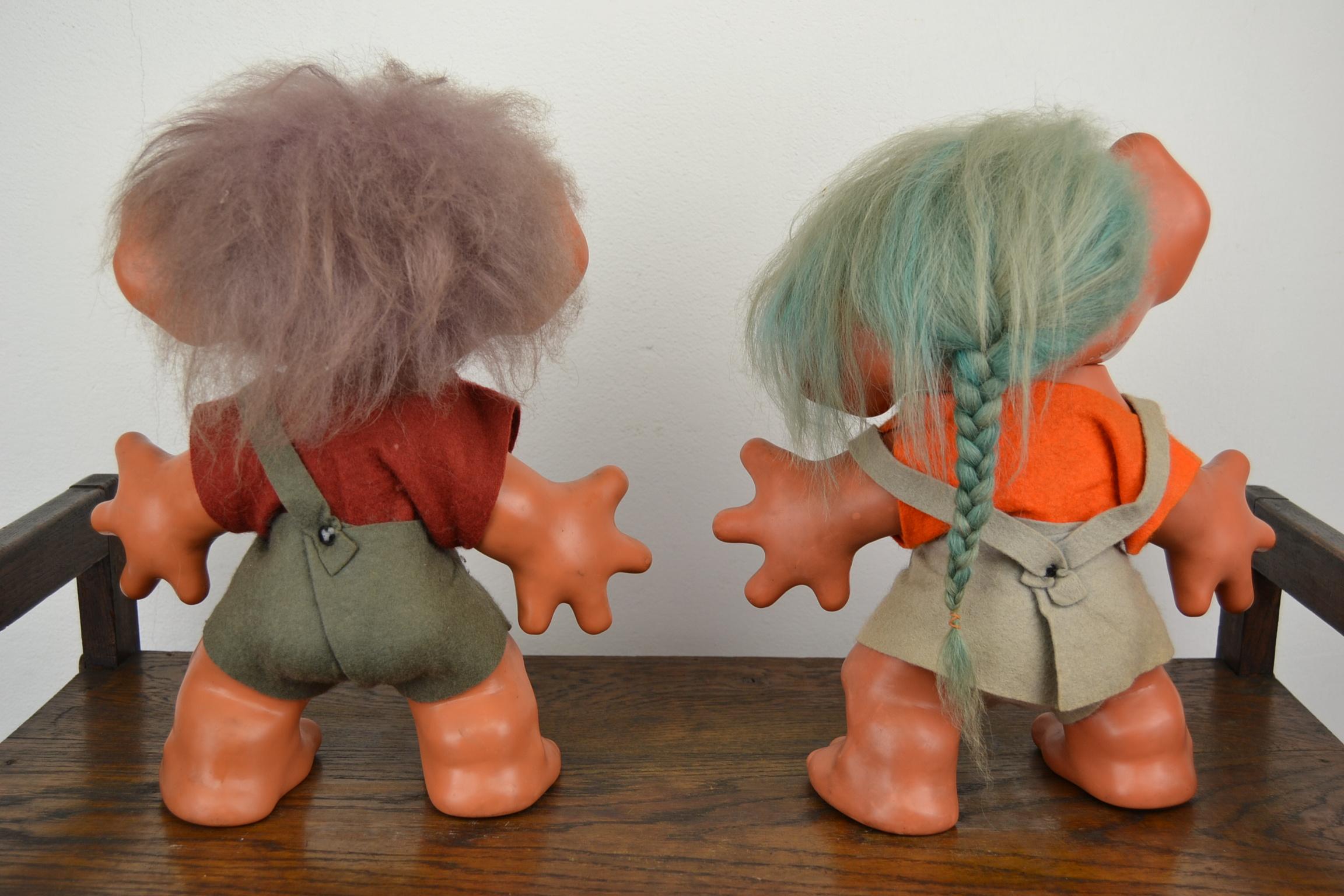 Danish Large pair of Troll Dolls by Dam Things Establishment, 1964