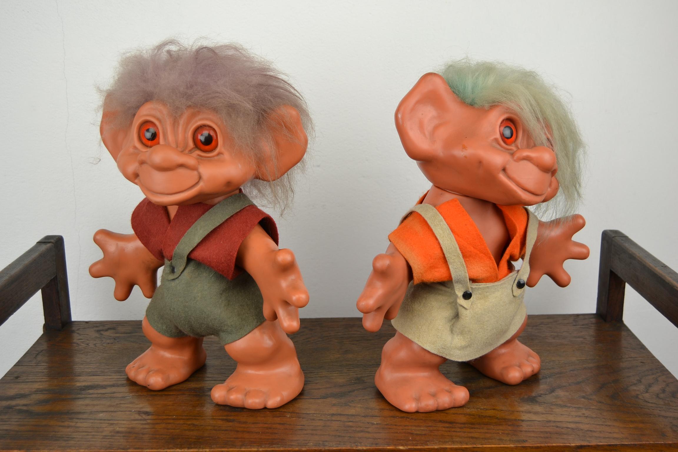 20th Century Large pair of Troll Dolls by Dam Things Establishment, 1964