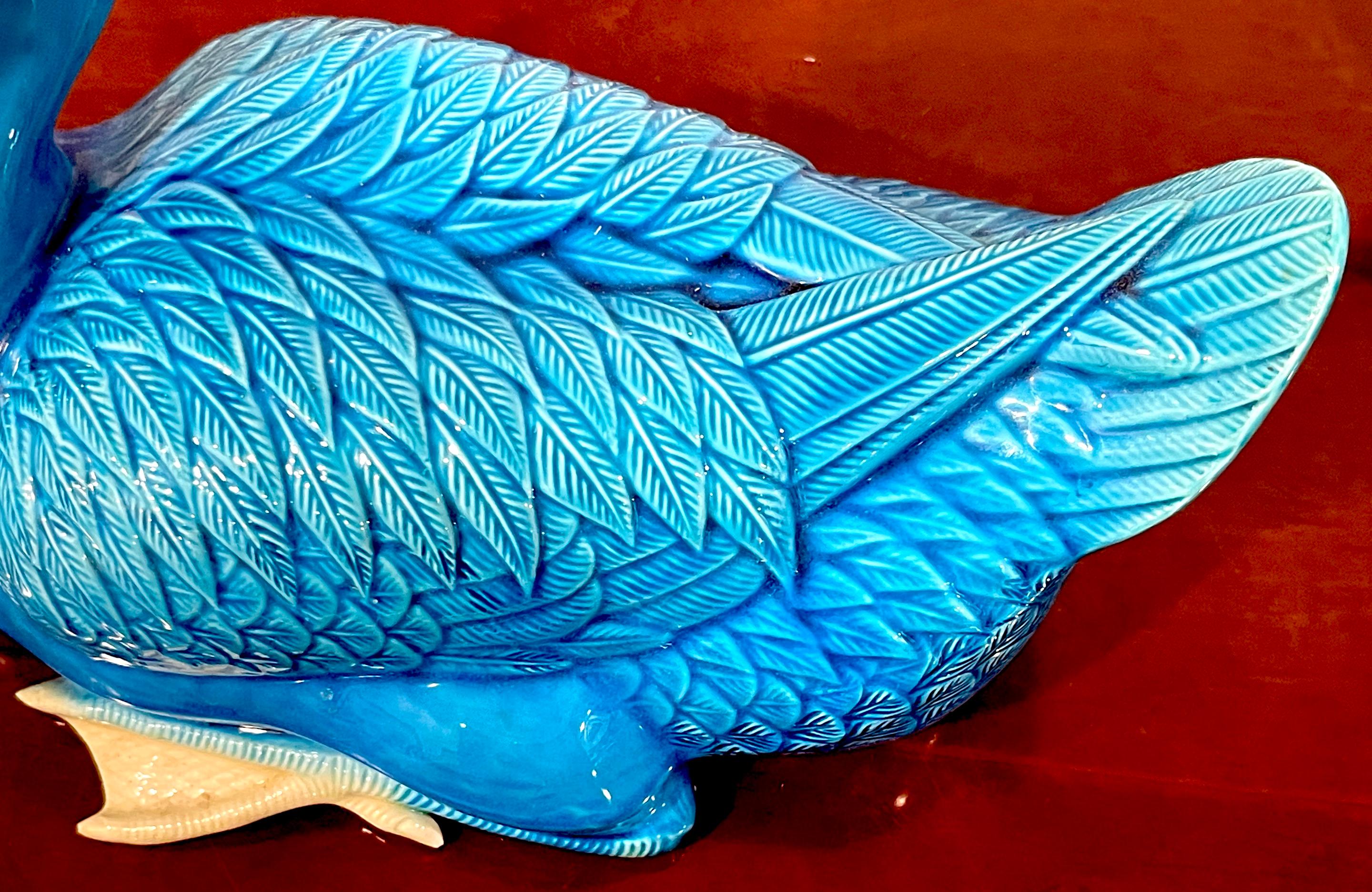 Grande paire d'exportations chinoises turquoise représentant des canards assis en vente 6