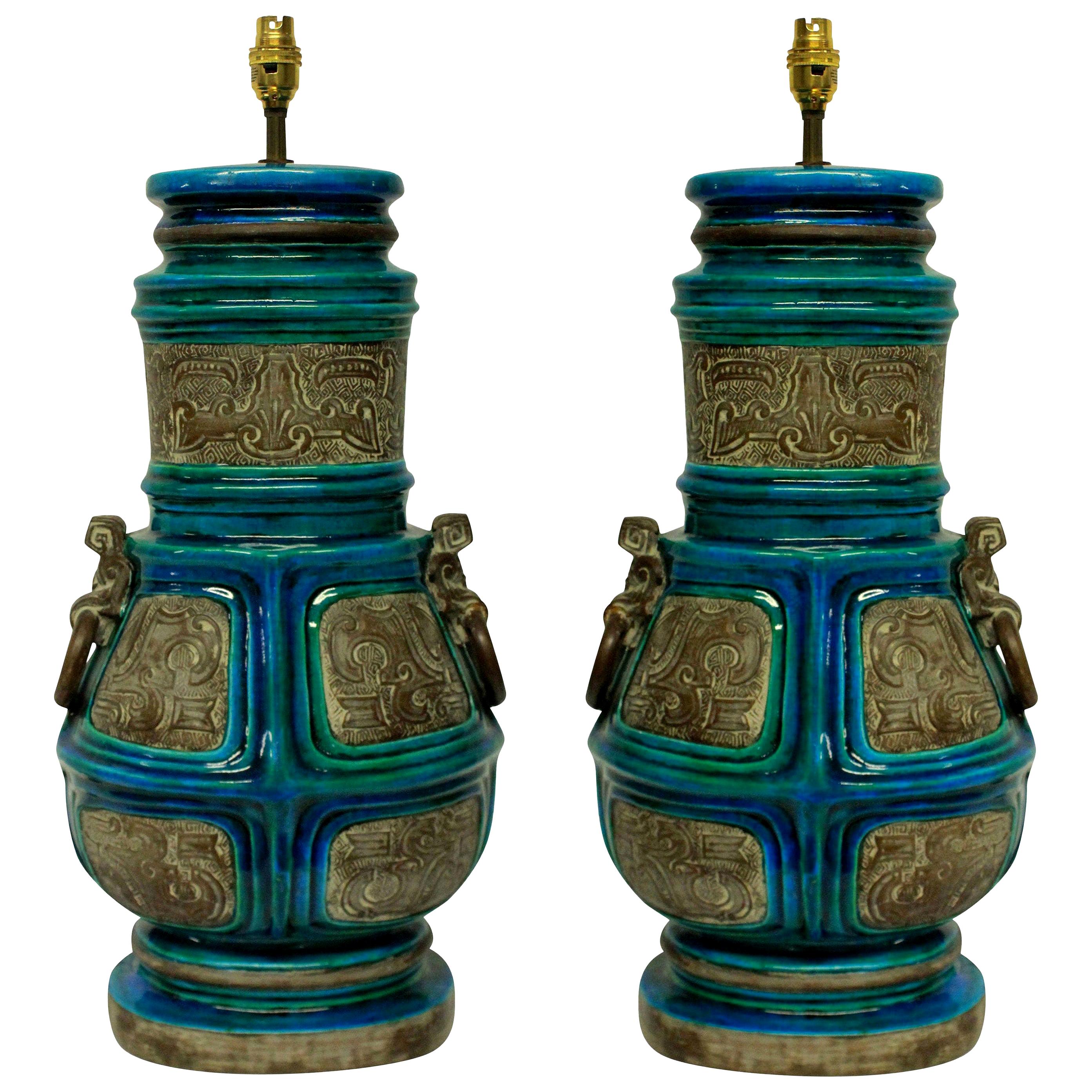 Large Pair of Ugo Zaccagnini Lamps