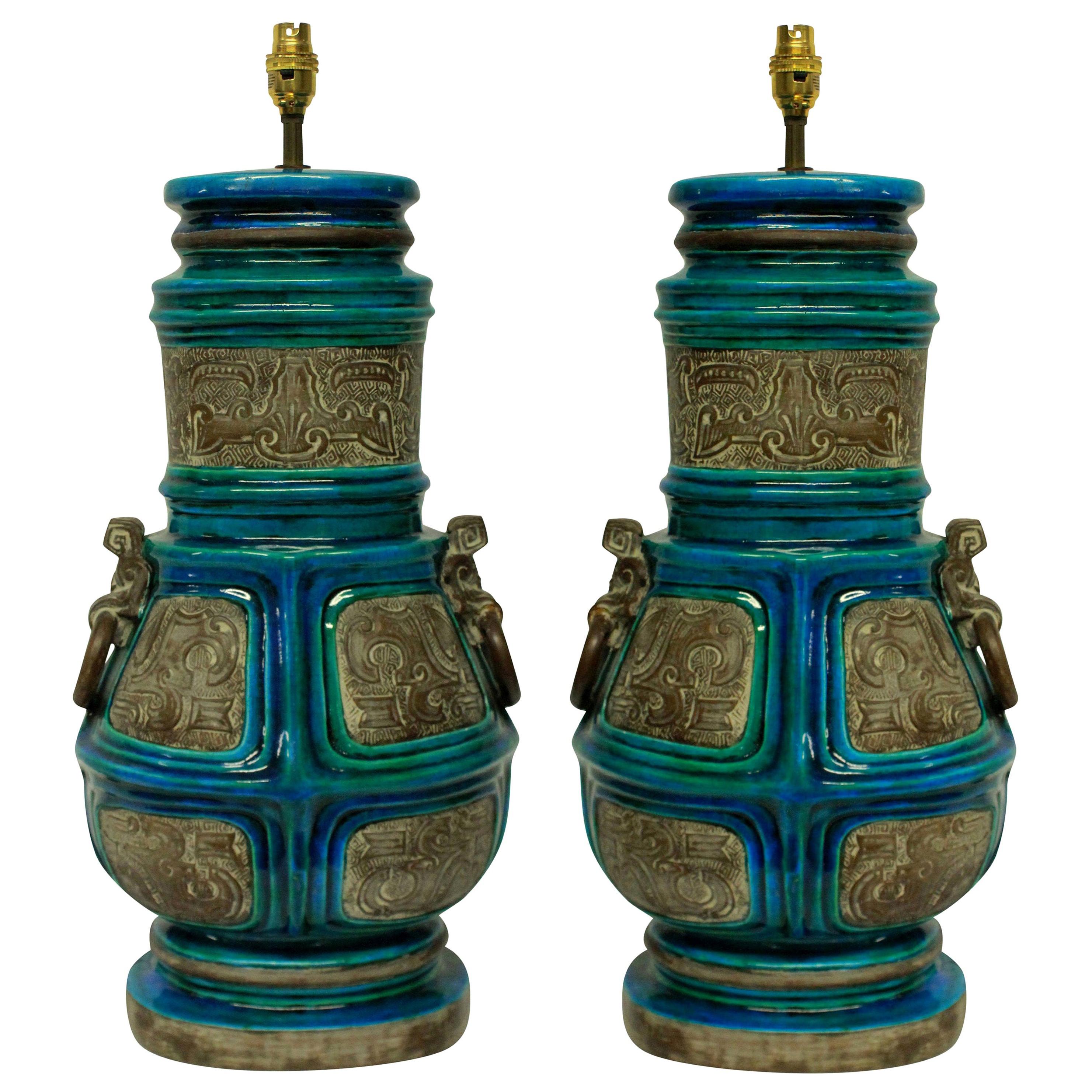 Large Pair of Ugo Zaccagnini Lamps