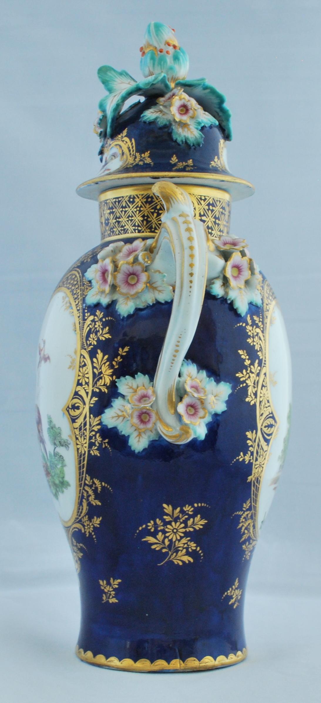 Molded Large Pair of Vases, Derby Porcelain Works, circa 1765