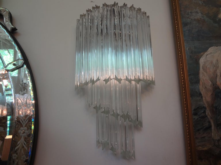 Mid-Century Modern Large Pair of Venini Attributed Murano Glass Spiral Sconces For Sale