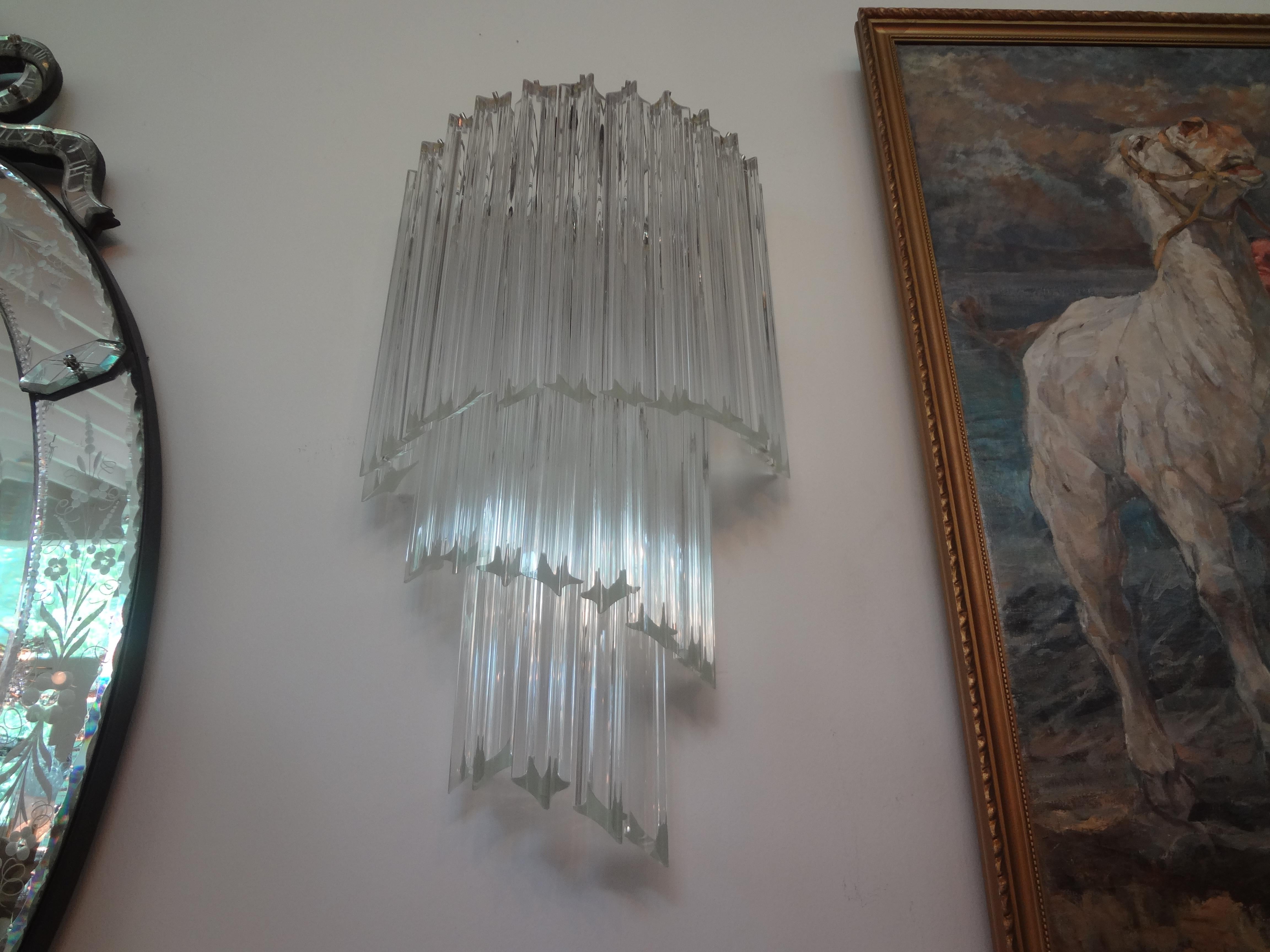 Large Pair of Venini Attributed Murano Glass Spiral Sconces 2