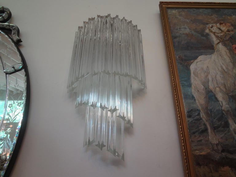 Large Pair of Venini Attributed Murano Glass Spiral Sconces For Sale 2