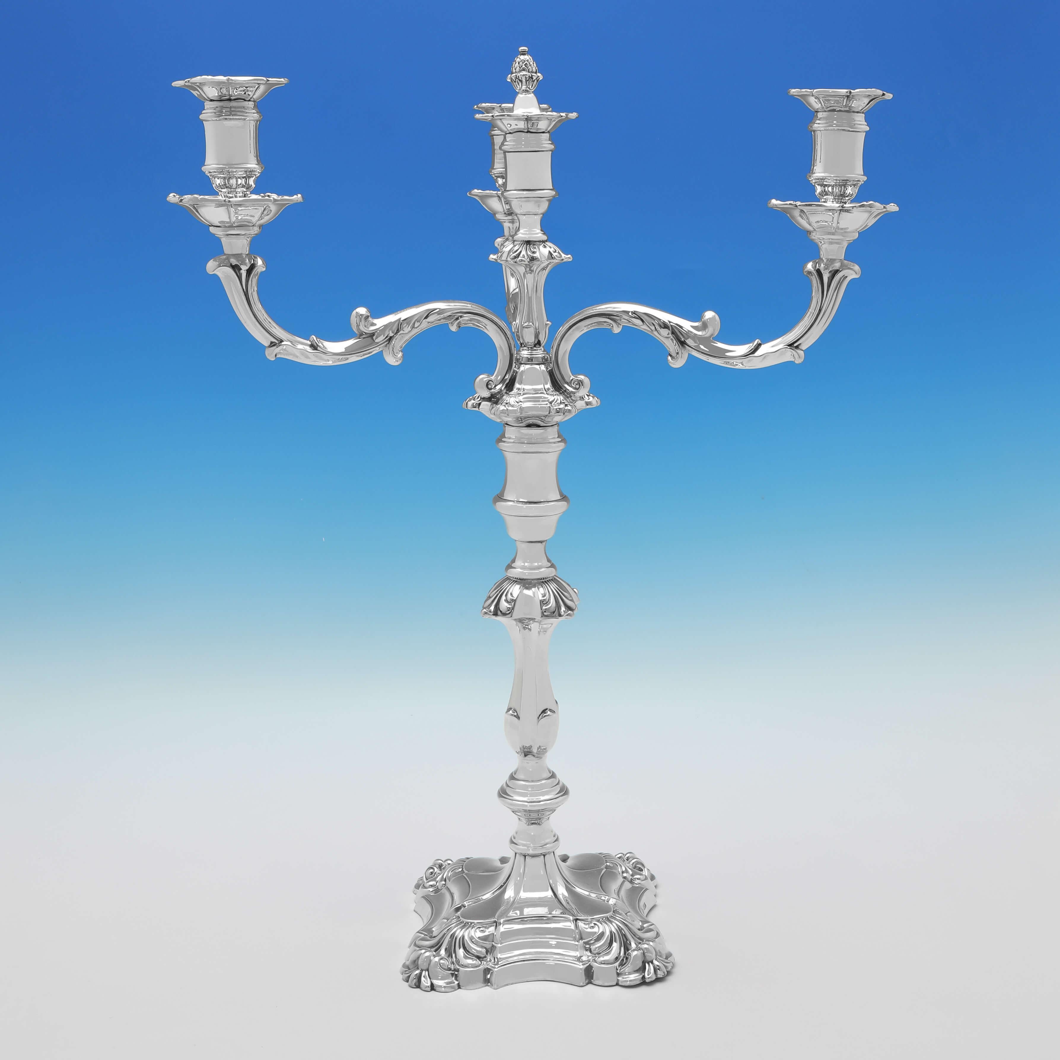 English Large Pair of  Victorian 4 Shell Candelabra - 22