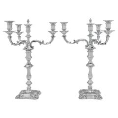 Antique Large Pair of  Victorian 4 Shell Candelabra - 22" tall - Hallmarked in 1844/45