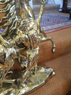 Large Pair of Victorian Brass Marly Horses