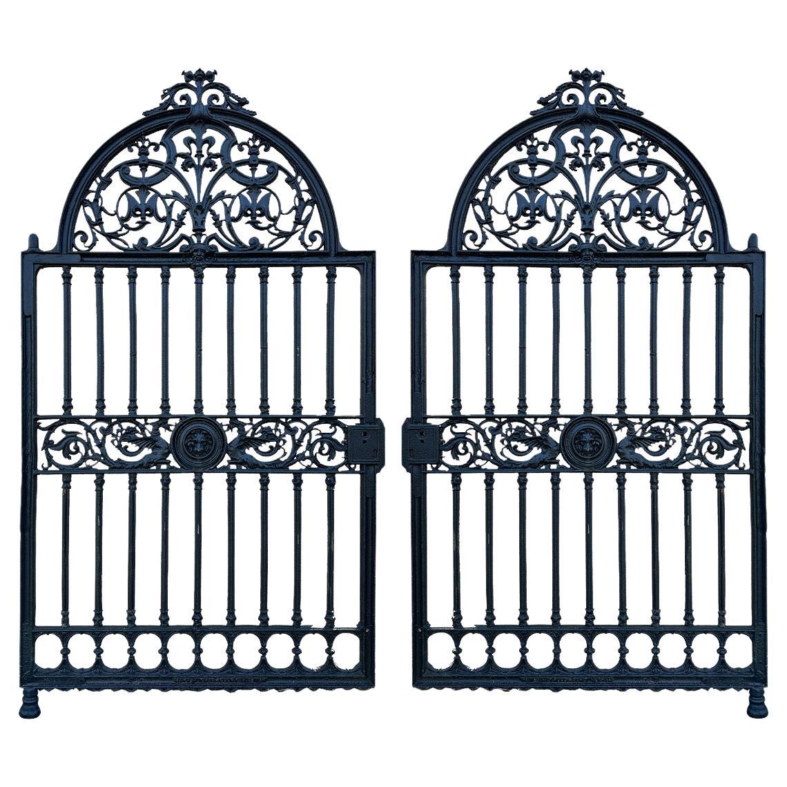  Large Pair Of Victorian Cast Iron Drive Way Gates By Yates Haywood & Co England