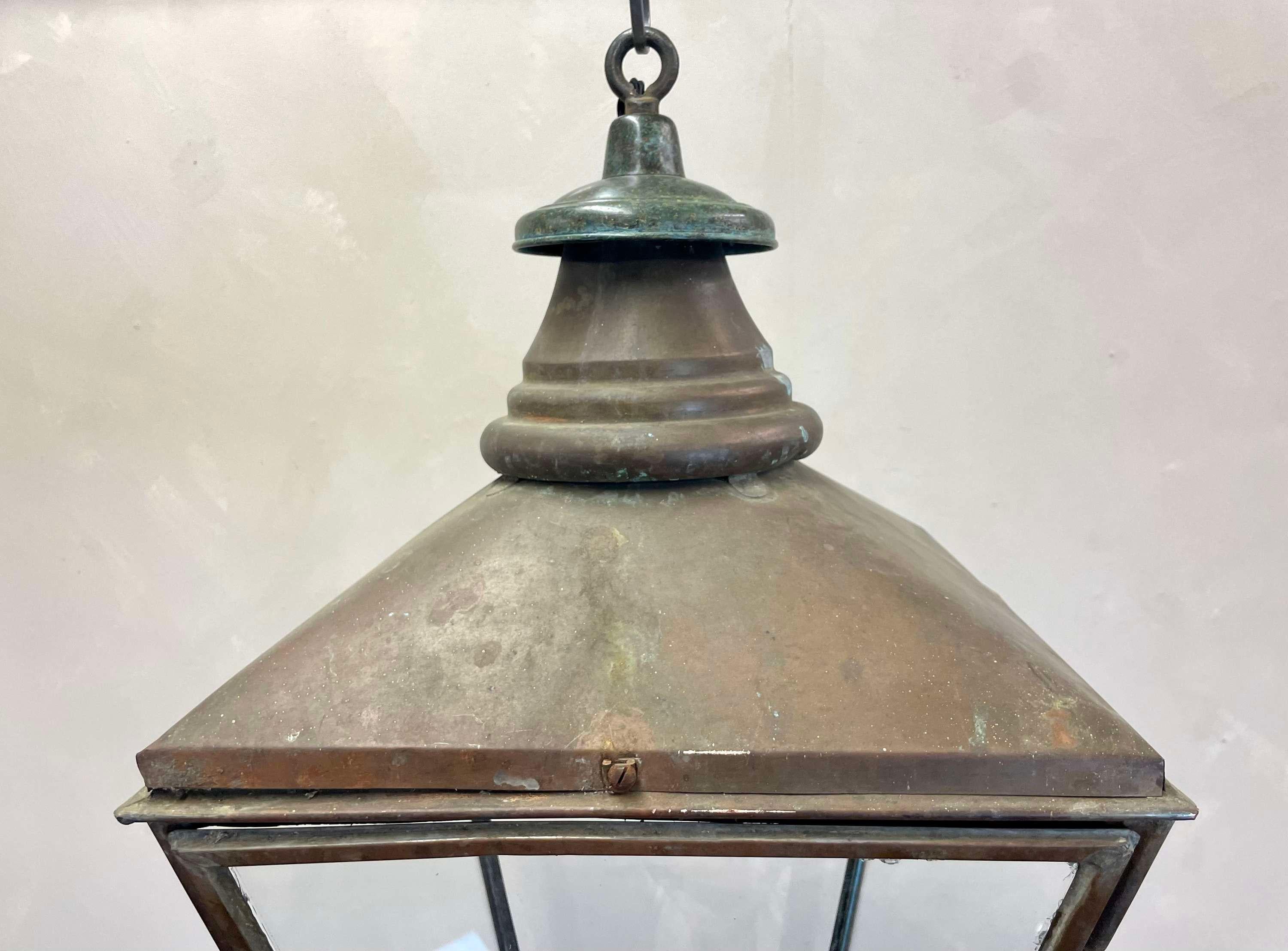 English Large Pair of Victorian Copper Lanterns