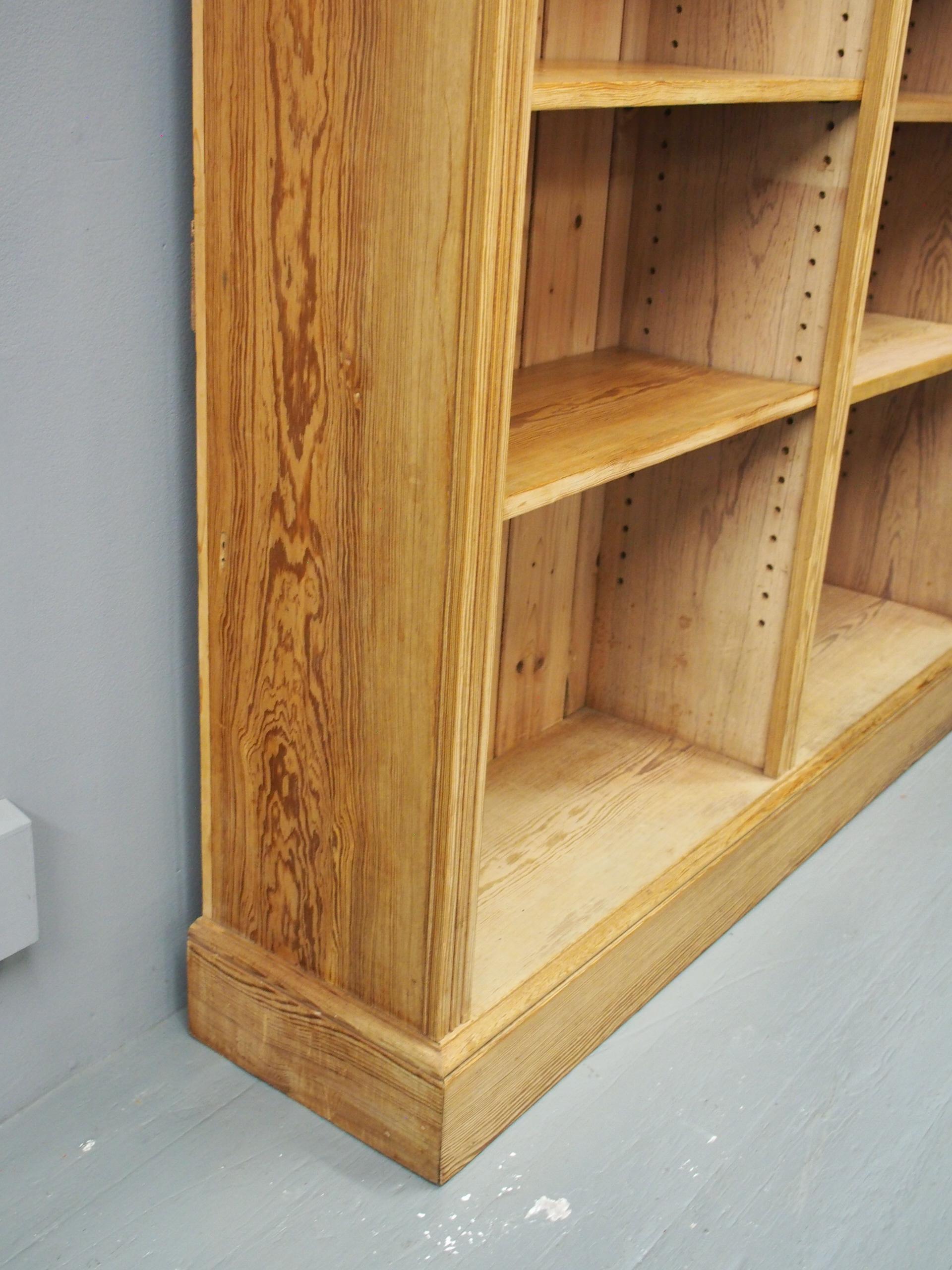Large Pair of Victorian Pitch Pine Open Bookcases For Sale 6