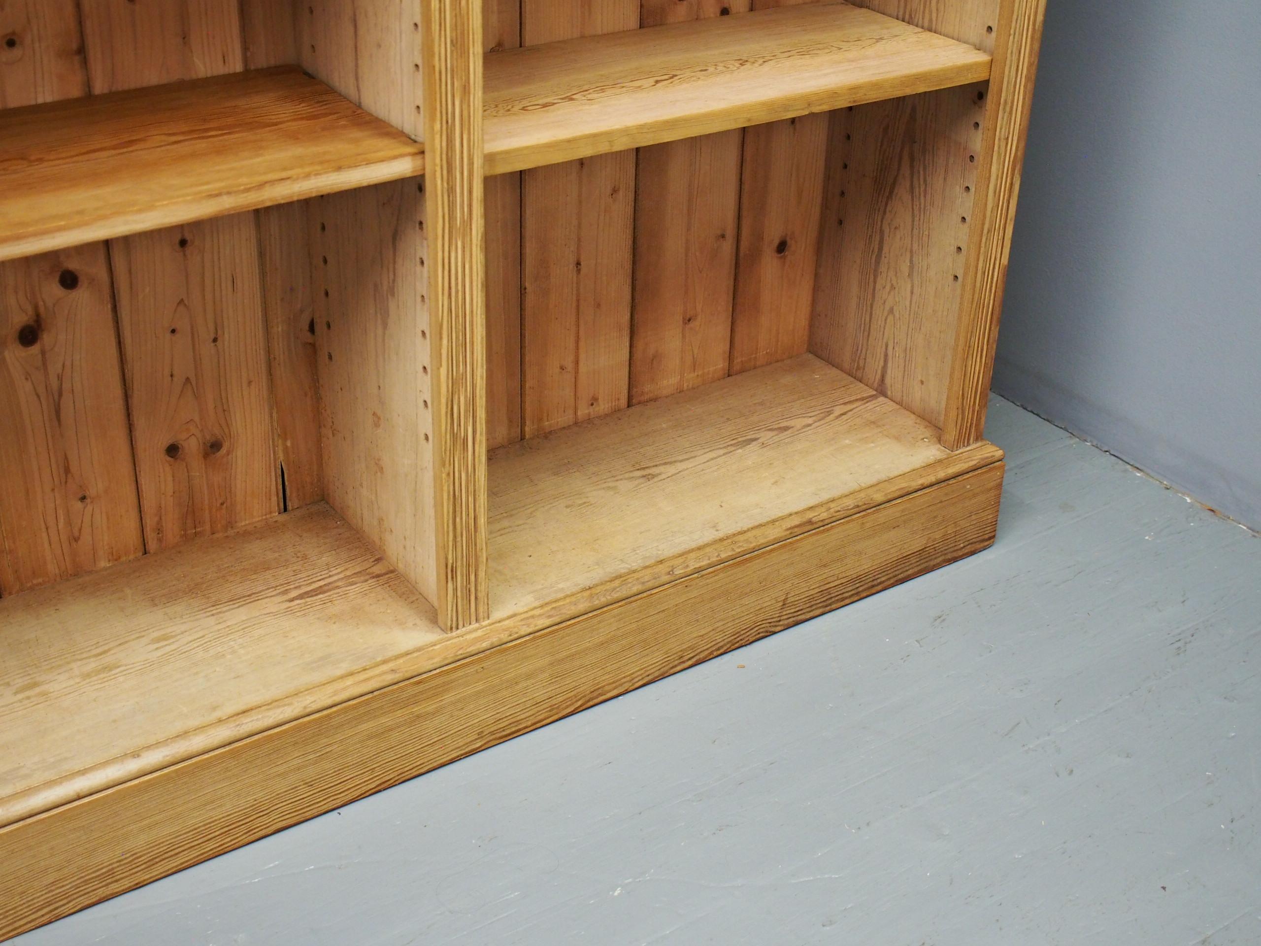 Large Pair of Victorian Pitch Pine Open Bookcases For Sale 9