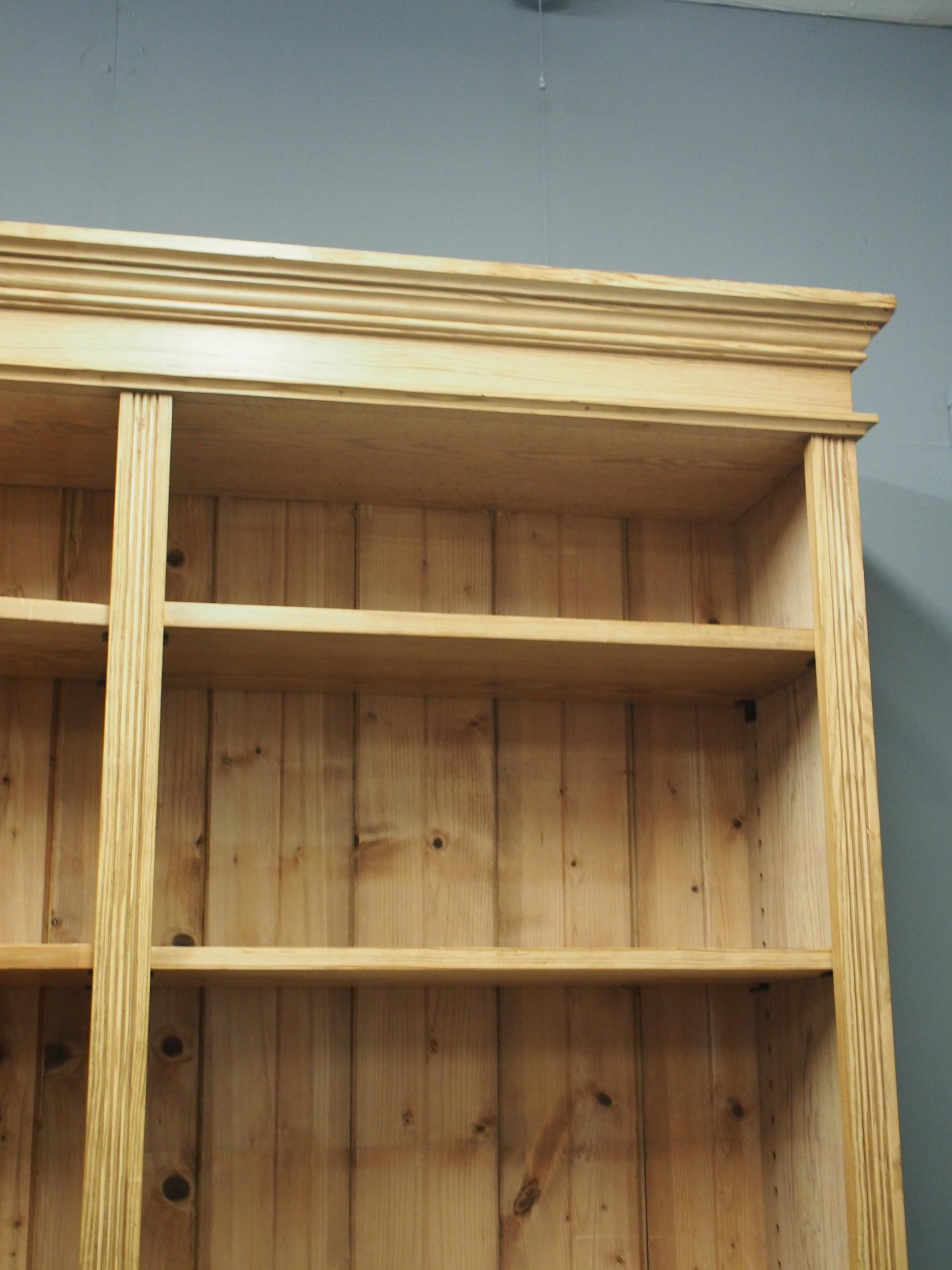 Large Pair of Victorian Pitch Pine Open Bookcases For Sale 2