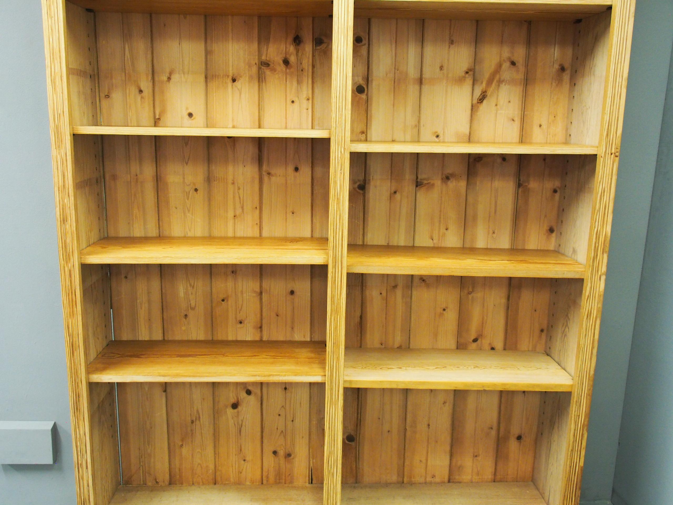 Large Pair of Victorian Pitch Pine Open Bookcases For Sale 4