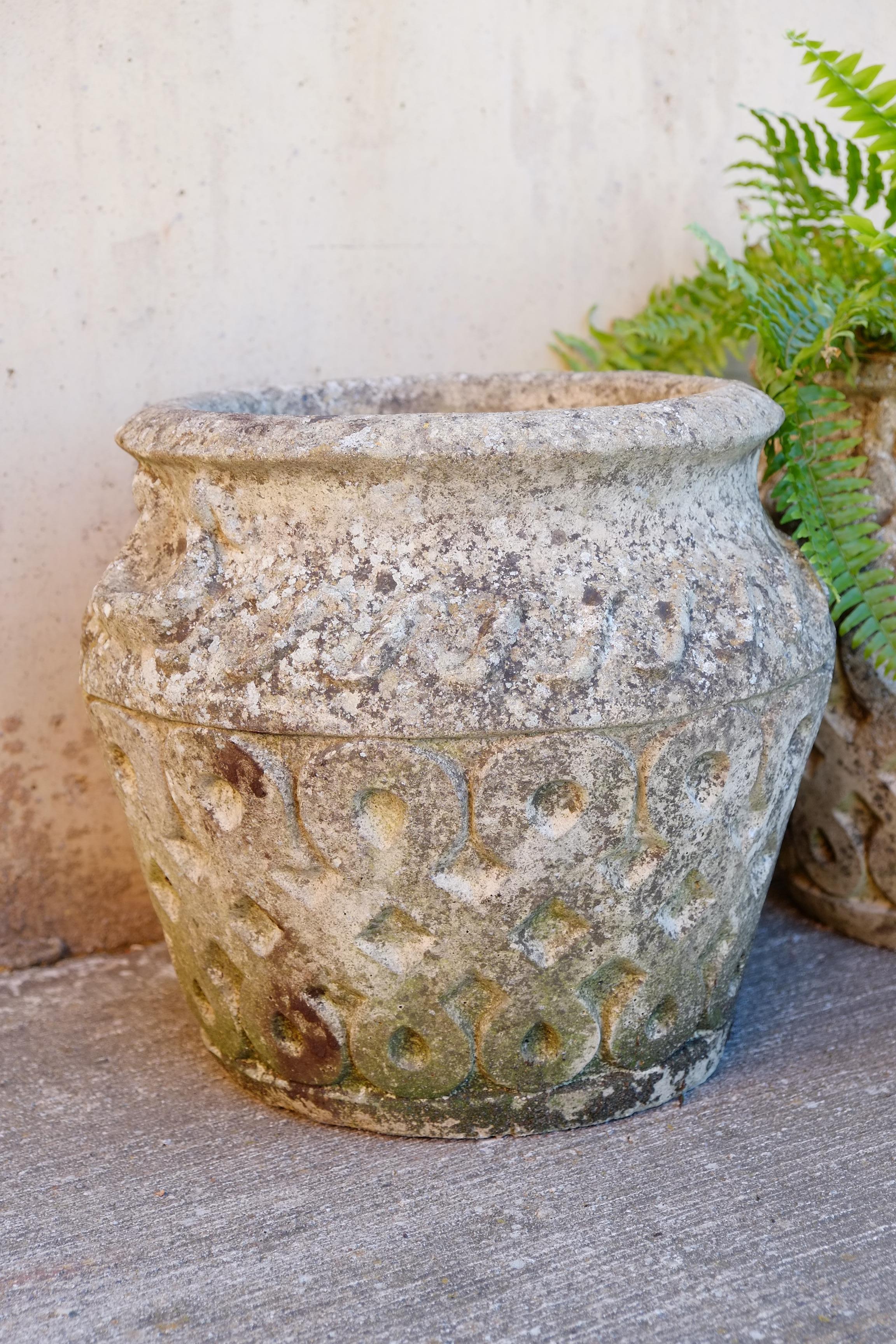 English Large pair of vintage Cotswold planters with lovely patina