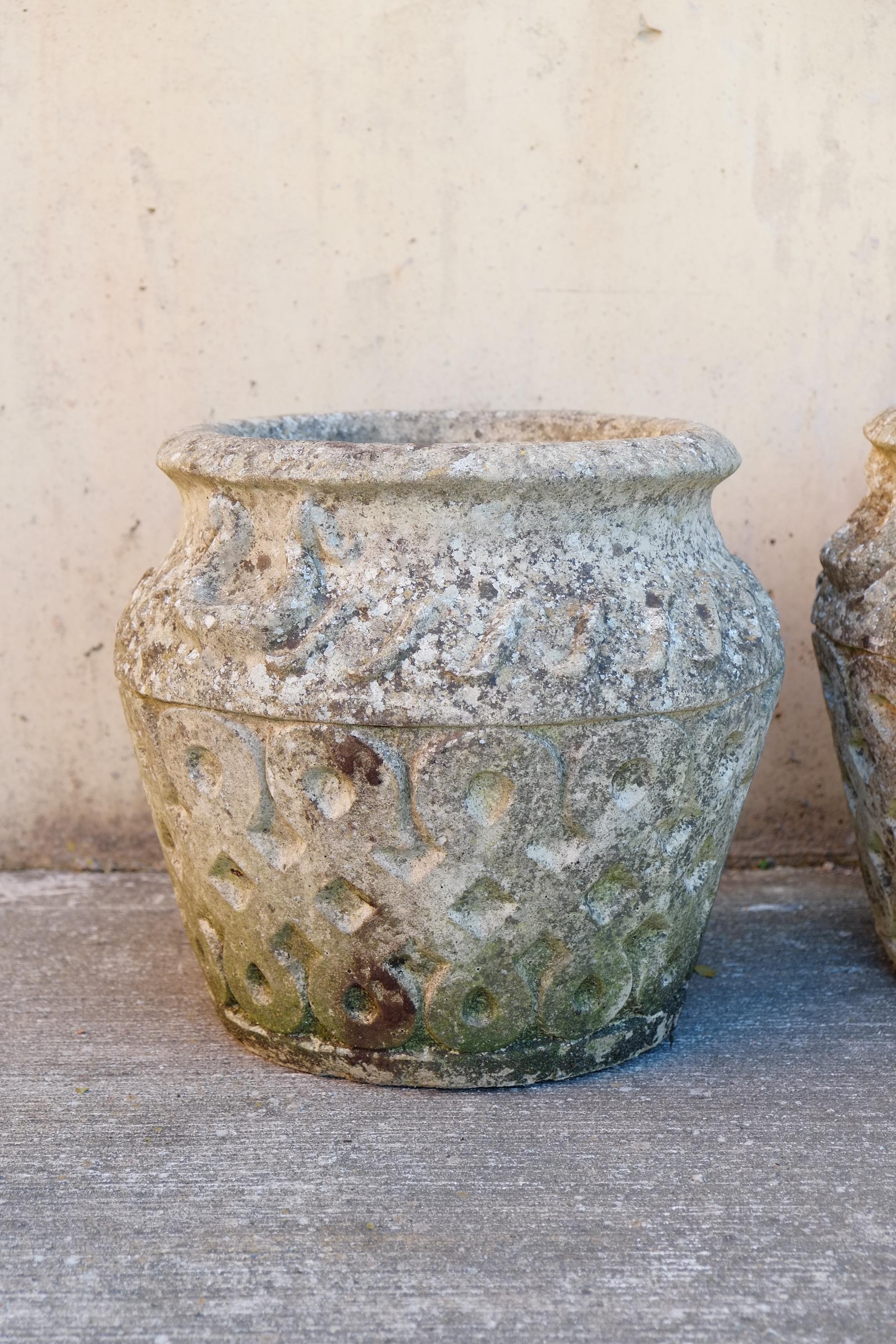 Cast Stone Large pair of vintage Cotswold planters with lovely patina