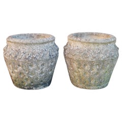 Large pair of vintage Cotswold planters with lovely patina