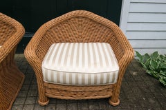 Large Pair of Vintage Ficks Reed Rattan Arm Chairs