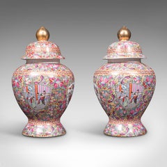 Large Pair of Vintage Ginger Jars, Chinese, Ceramic, Baluster, Art Deco, C.1940