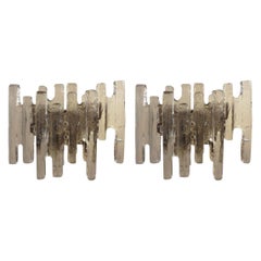 Large Pair of Vintage Kalmar "Ice Block" Glass Sconces