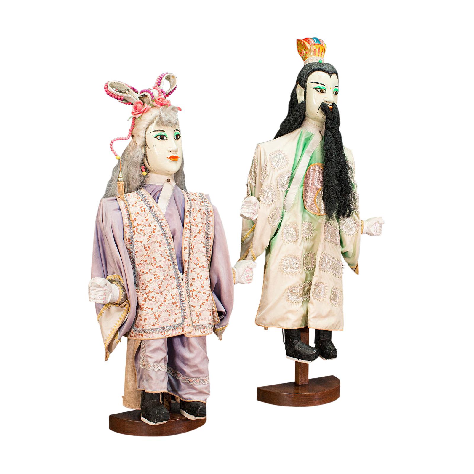 Large Pair of Vintage Opera Puppets, Oriental, Figure, Mid 20th Century, C.1950 For Sale