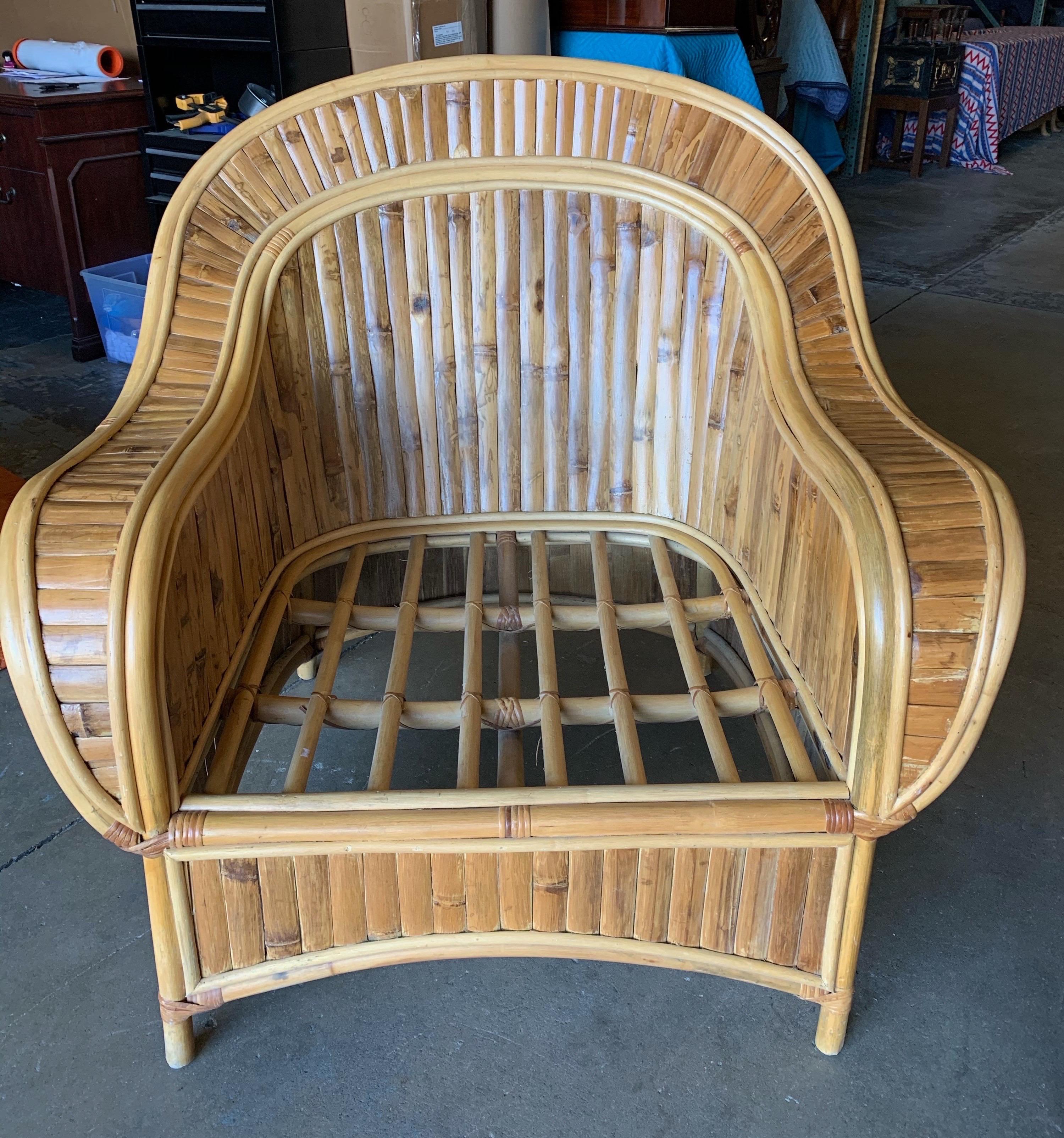 Large Pair of Vintage Rattan Club Chairs For Sale 6