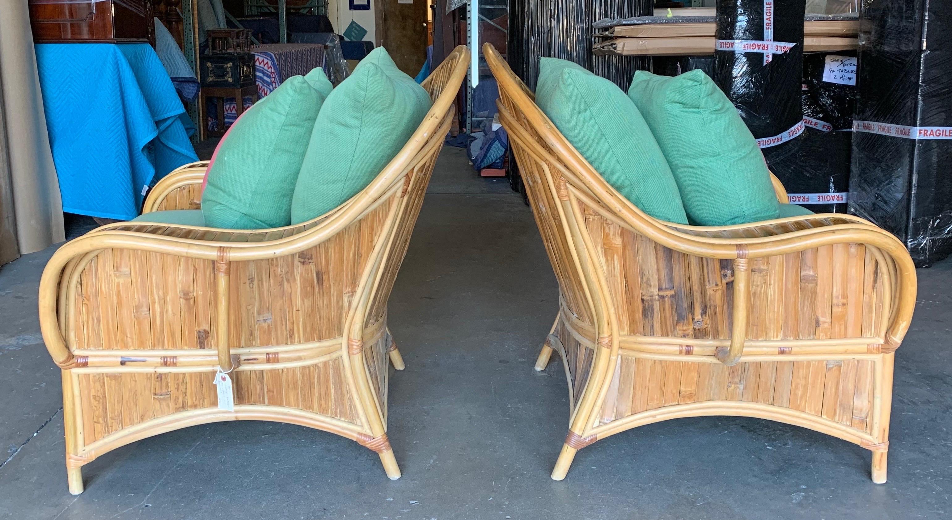 20th Century Large Pair of Vintage Rattan Club Chairs For Sale