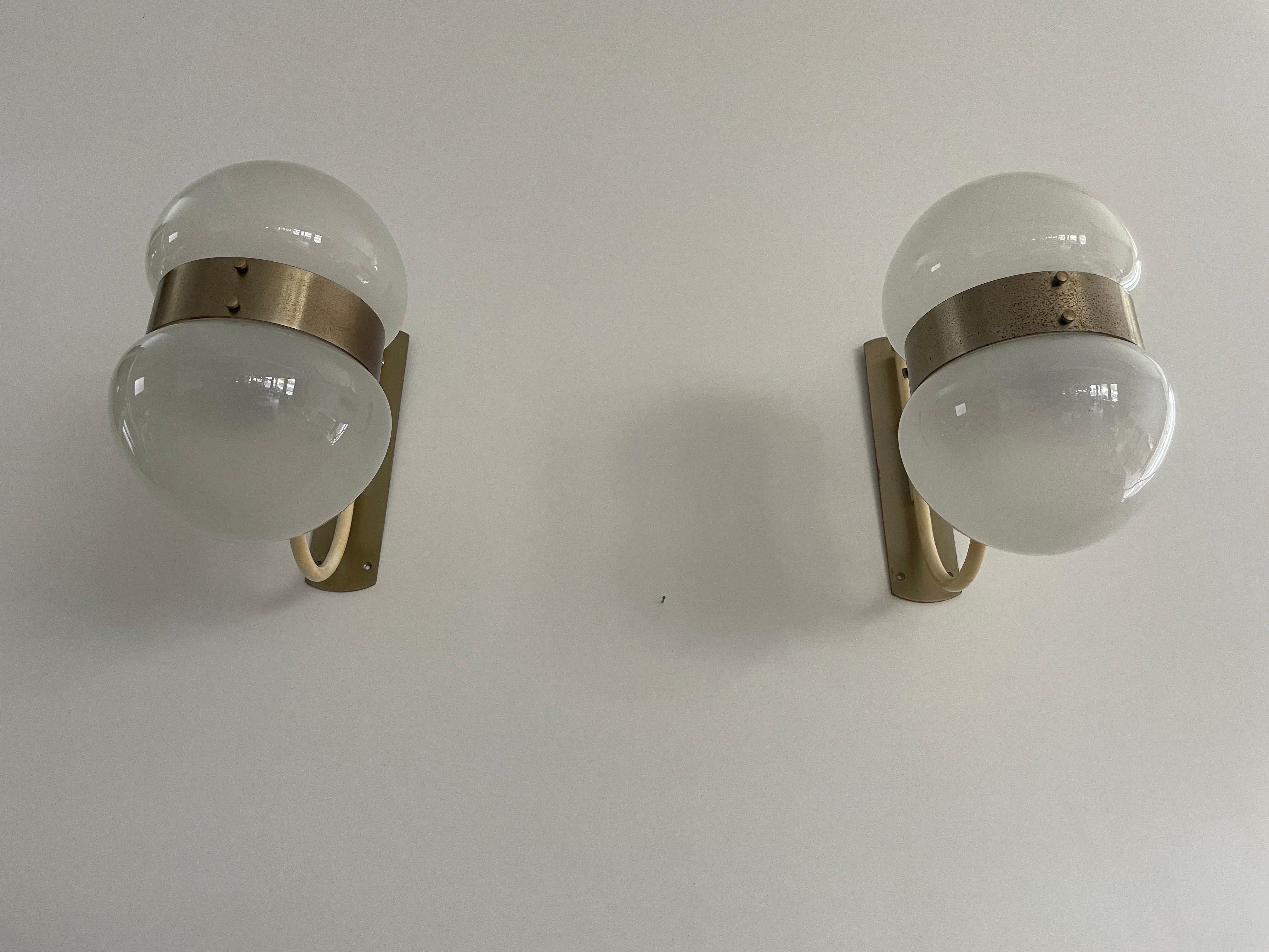 Italian Large Pair of Wall Lamps by Sergio Mazza for Artemide, 1960s, Italy For Sale