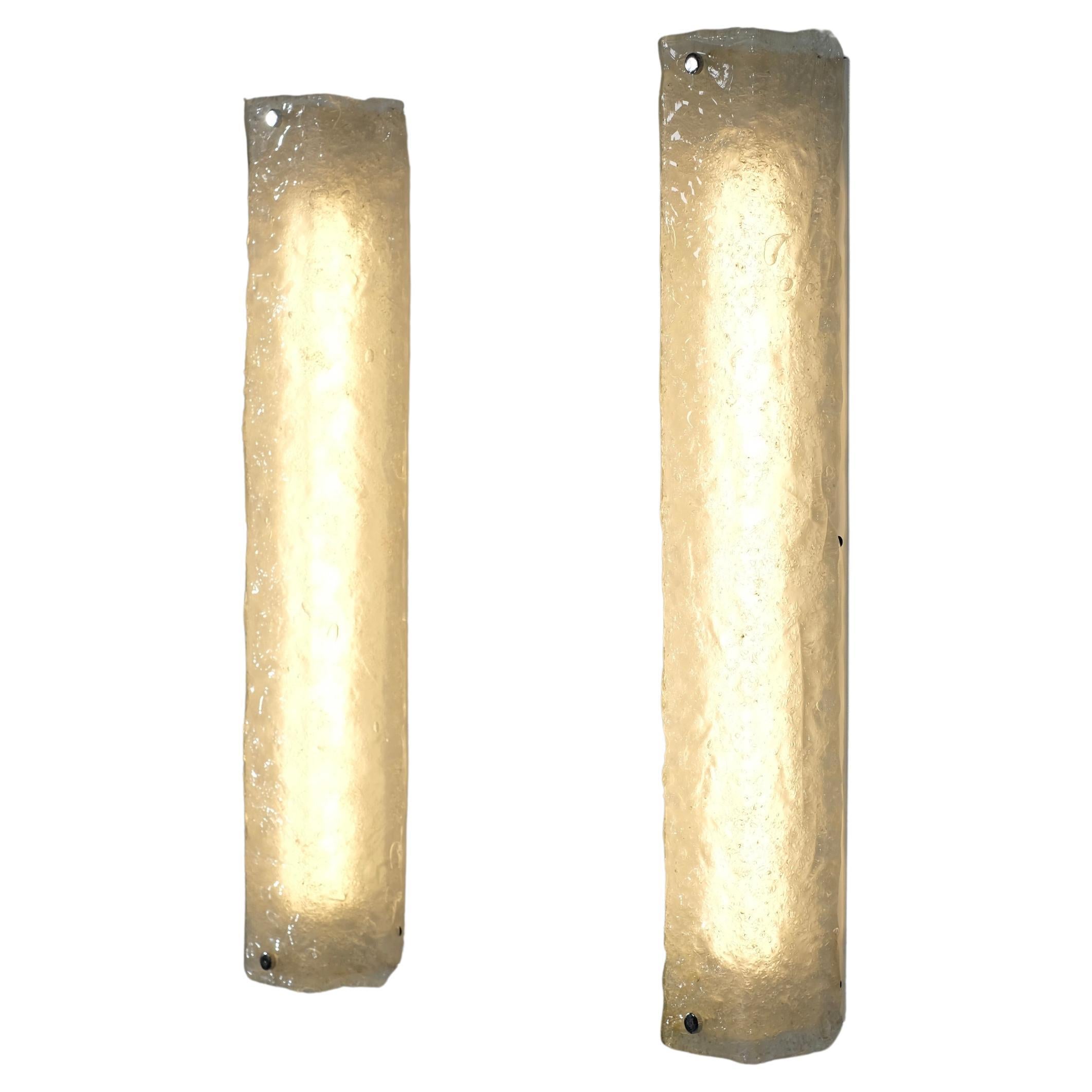 Gran Pareja de Apliques de Cristal de Murano, Italia Años 70.