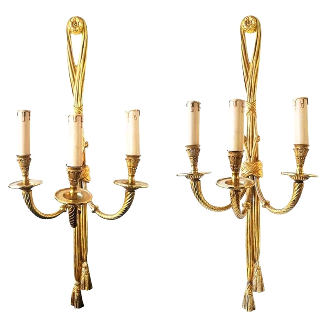 Grande coppia di lampade da parete stile Luigi XVI francese del 20° secolo