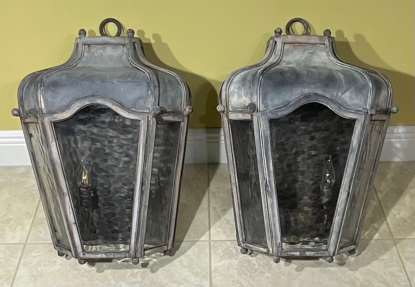 20th Century Large Pair Of Wall Sconces / Wall Lantern 